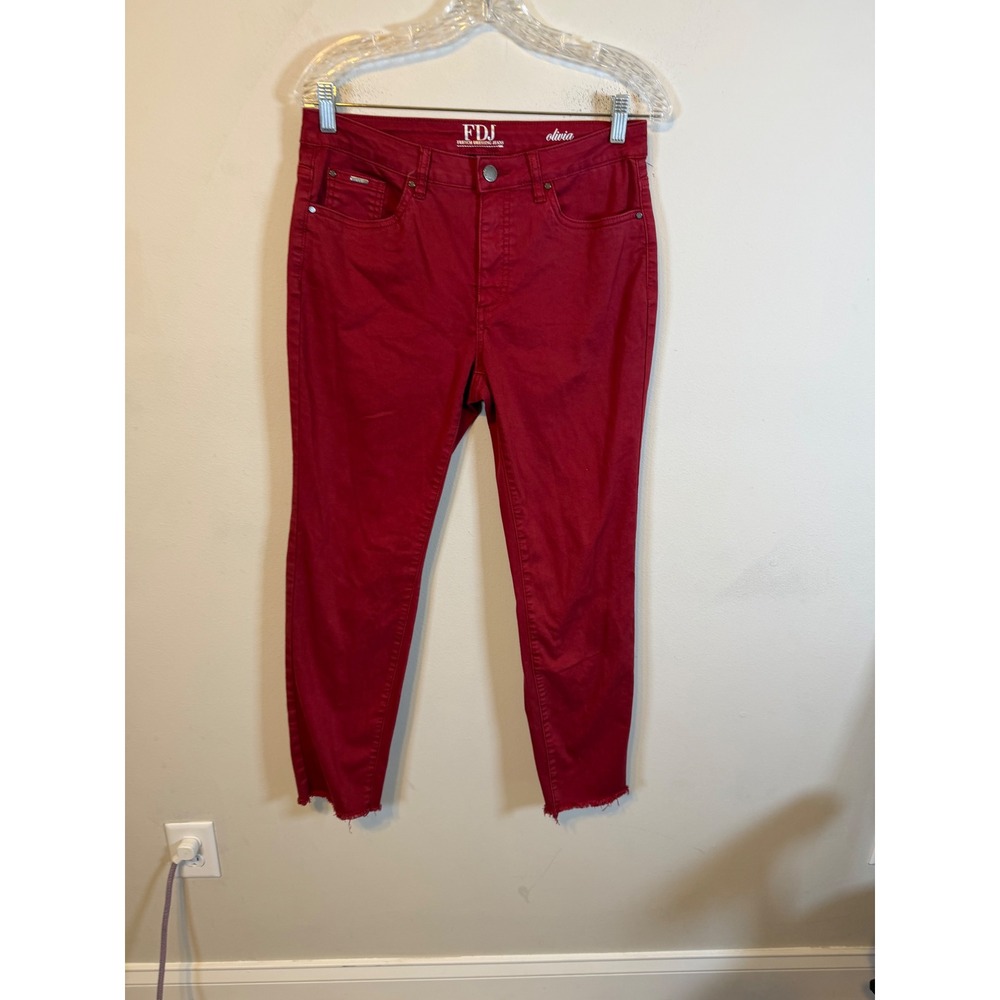 FDJ Women Jeans Olivia Raw Hem Red Size 10
